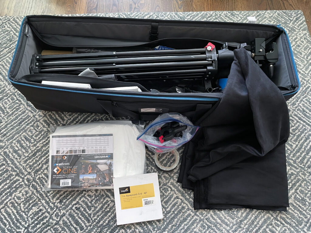 Photo showing a photographer's large travel bag.