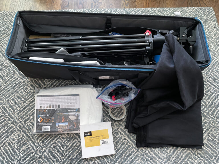 Photo showing a photographer's large travel bag.